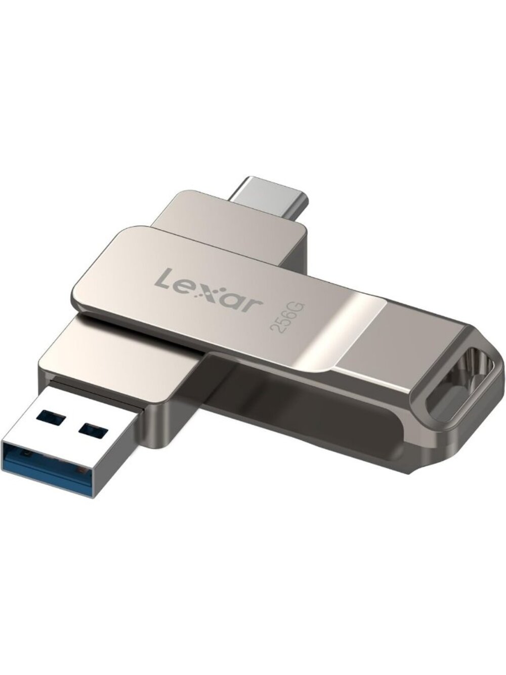 256GB Dual USB 3.2 Type-C Flash Drive, Champagne Silver, High-Speed Storage